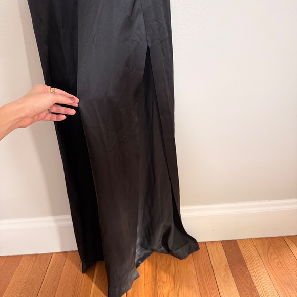 Michelle Mason Silk Cowl Neck Jumpsuit Ivory Black Wide Leg Size 4 Bride Wedding - Picture 5 of 7